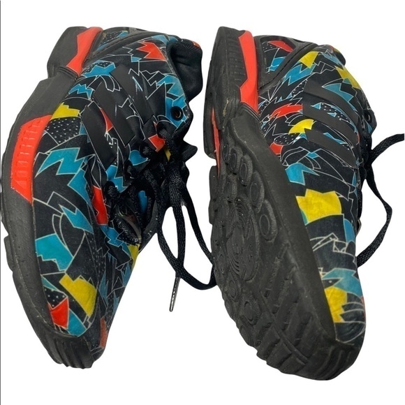𝅺adidas Color Block sneakers: black, red, yellow, and blue. Size 6 - Picture 2 of 9